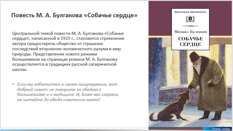 Satire in the story of M. A. Bulgakov “Dog’s Heart” part 4